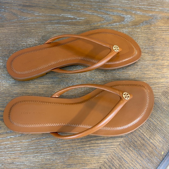 Tory Burch Chelsea Brown Leather Flip Flop sandals size 7 - Picture 3 of 5
